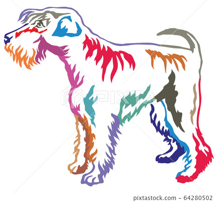 Colorful decorative standing portrait of Schnauzer Colorful decorative standing portrait of Schnauzer 64280502