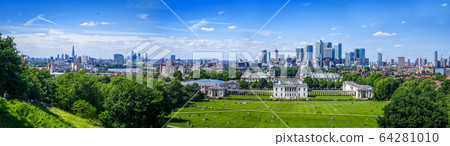 Canary Wharf panoramic view from Greenwich Park, Canary Wharf panoramic view from Greenwich Park, 64281010