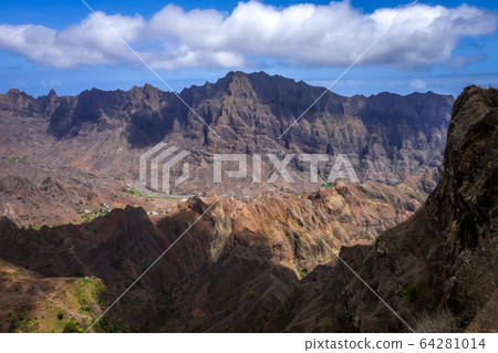 Mountains landscape panoramic view in Santo Antao 64281014