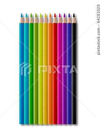 Set of color wooden pencil collection on white Set of color wooden pencil collection on white 64281029