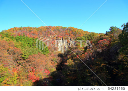 Autumn leaves in the snowy valley Autumn leaves in the snowy valley 64281660