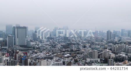 日本的東京城市景觀新型肺炎市中心凍結（澀谷和六本木）= 29（感染爆發，32年來首次降雪） 64281734