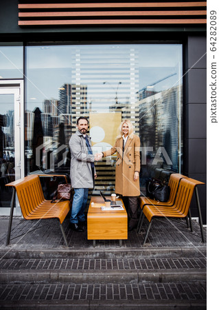 Entrepreneurs greeting each other at an informal meeting Entrepreneurs greeting each other at an informal meeting 64282089