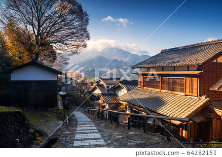 Magome juku at sunrise, kiso valley 64282151