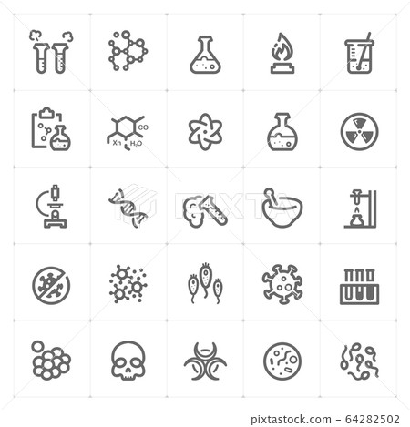 Icon set - Science icon outline stroke vector illustration on white background 64282502