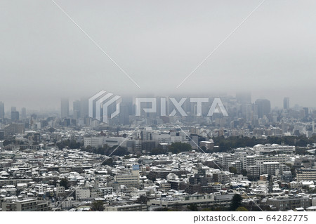 日本的東京都市風景新肺炎凍結的市中心(新宿子中心)= 29天(32年來首次發生感染爆炸,〜降雪) 日本的東京都市風景新肺炎凍結的市中心(新宿子中心)= 29天(32年來首次發生感染爆炸,〜降雪) 64282775
