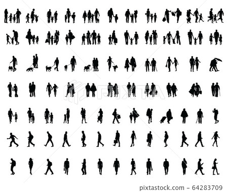 Black silhouettes of people walking, illustration on a white background Black silhouettes of people walking, illustration on a white background 64283709