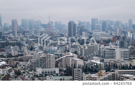 日本的東京都市風景新型的肺炎凍結的市中心(港區等)= 29日(感染的爆炸,〜雪32年來首次) 日本的東京都市風景新型的肺炎凍結的市中心(港區等)= 29日(感染的爆炸,〜雪32年來首次) 64283768