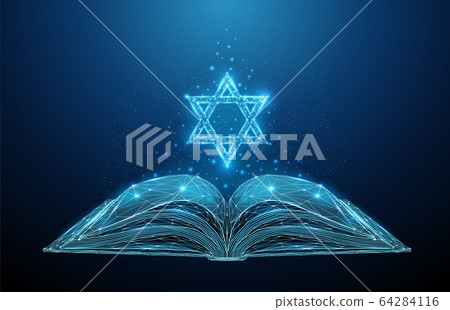 Abstract open Torah book with star of David Abstract open Torah book with star of David 64284116