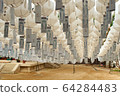Rows of white lanterns in temple 64284483