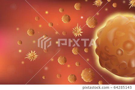 Abstract vector virus. Infection flu.Danger that cause harm to a living organism. Microscopic view. Disease. Epidemic pneumonia. COVID-19. Vector illustration Abstract vector virus. Infection flu.Danger that cause harm to a living organism. Microscopic view. Disease. Epidemic pneumonia. COVID-19. Vector illustration 64285143