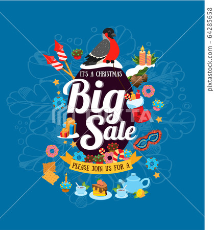 It's a Christmas big sale on the blue background 64285658