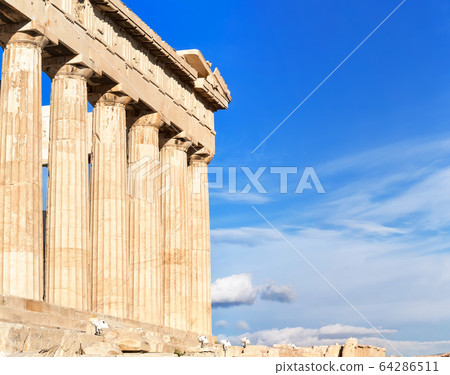 Parthenon temple on a sinset. Acropolis in Athens, 64286511