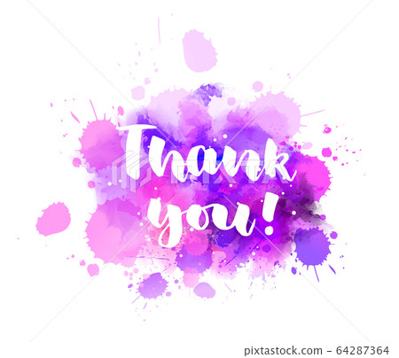 Thank You Lettering On Watercolor Splash 插圖素材 圖庫