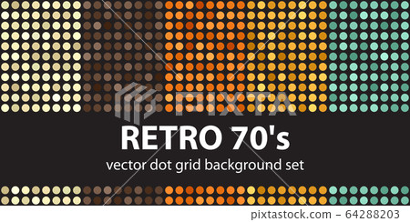 Polka dot pattern set Retro 70s. Vector seamless Polka dot pattern set Retro 70s. Vector seamless 64288203