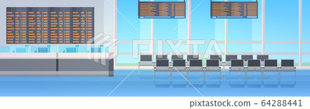 empty no people waiting hall or departure lounge modern airport terminal interior horizontal 64288441
