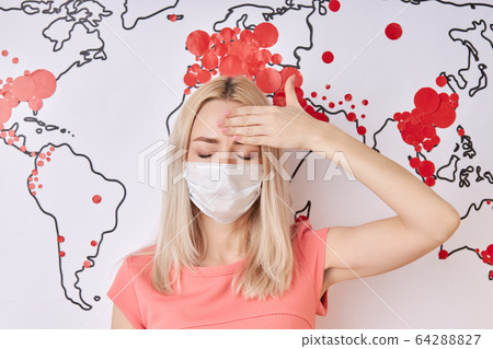female has fever and headache during pandemic COVID-19 female has fever and headache during pandemic COVID-19 64288827