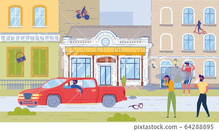 Man Driving Fuel Car Emitted Harmful Substance 64288895