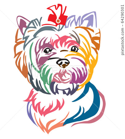 Colorful decorative portrait of Dog Yorkshire 64290301