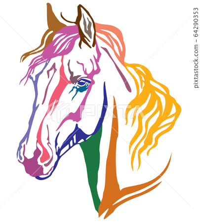 Colorful decorative portrait of Arabian horse 64290353