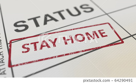 Red STAY HOME Stamp On Paper Form. 3D Rendering - Stock Illustration ...