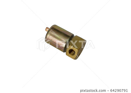 Car interior heater glow plug solenoid valve on an isolated white background. Spare parts. 64290791