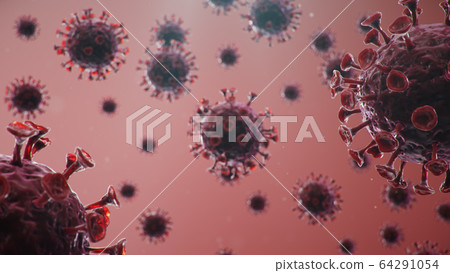 3D illustration outbreak coronavirus concept under the microscope. Spread of the virus within the human. Epidemic, pandemic affecting the respiratory tract. Fatal viral infection 3D illustration outbreak coronavirus concept under the microscope. Spread of the virus within the human. Epidemic, pandemic affecting the respiratory tract. Fatal viral infection 64291054