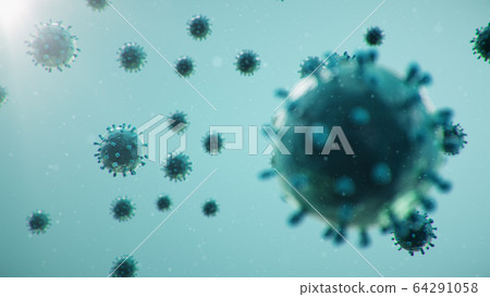3D illustration outbreak coronavirus concept under the microscope. Spread of the virus within the human. Epidemic, pandemic affecting the respiratory tract. Fatal viral infection 3D illustration outbreak coronavirus concept under the microscope. Spread of the virus within the human. Epidemic, pandemic affecting the respiratory tract. Fatal viral infection 64291058