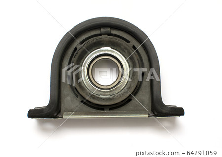 Car cardan shaft intermediate bearing support holder close up isolated on white background. Car cardan shaft intermediate bearing support holder close up isolated on white background. 64291059