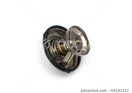 Thermostat car on white background. Spare parts for auto. 64291222