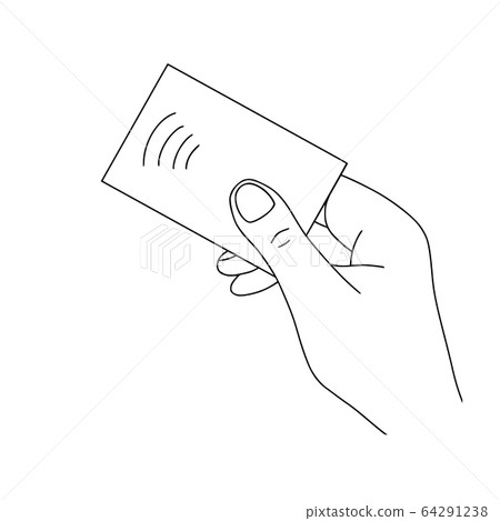 Hand with a bank card, contactless payment Hand with a bank card, contactless payment 64291238