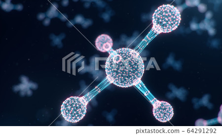 Digital molecules, atoms bacground. Grid structure, connection lines and dots. Molecule chemistry of connection lines and dots, 3D illustration Digital molecules, atoms bacground. Grid structure, connection lines and dots. Molecule chemistry of connection lines and dots, 3D illustration 64291292