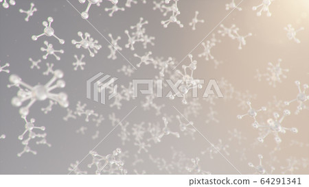 3D illustration molecular structure. Molecular chemistry, background with molecular element of the atom. Medical background. Genome at the molecular level 64291341