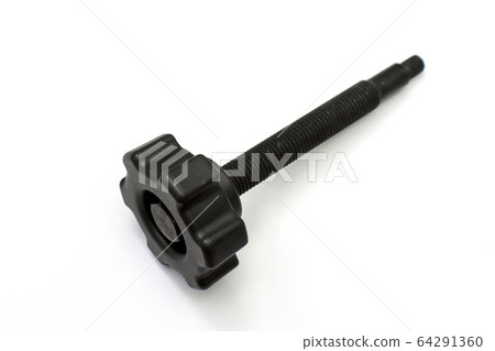 Plastic screw fixing the spare wheel of the car on an isolated white background. Spare parts. Plastic screw fixing the spare wheel of the car on an isolated white background. Spare parts. 64291360