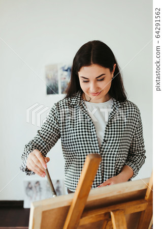 Art student learning to draw at studio Art student learning to draw at studio 64291562