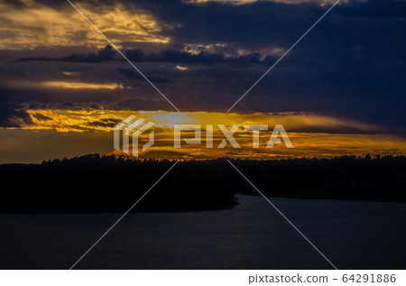 Sunset view on the Baltic sea 64291886