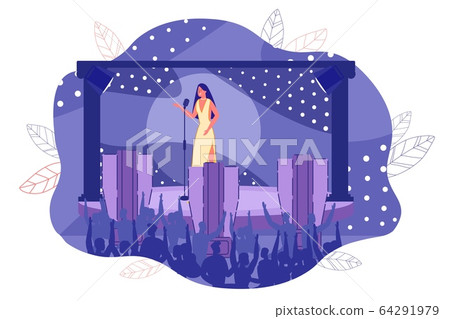 Vocal Singer Performing on Stage front of Audience Vocal Singer Performing on Stage front of Audience 64291979