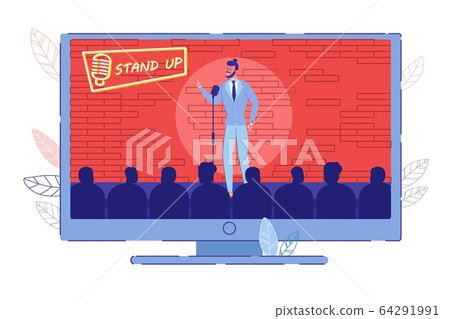 Comedy TV Show Program Broadcasting on TV-Set 64291991