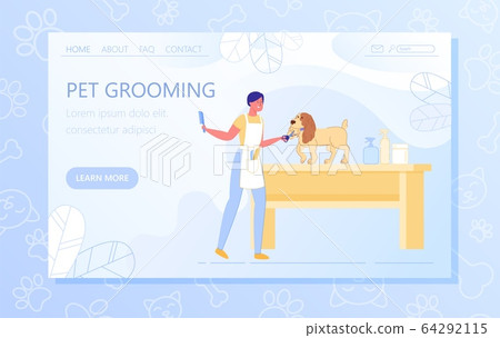 Flat Banner Professional Powerful Pet Grooming. - Stock Illustration ...