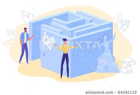 Man and Woman Entering to Quest Maze Escape Room Man and Woman Entering to Quest Maze Escape Room 64292119