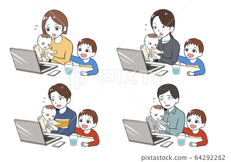 Telework while being disturbed by two children 64292282