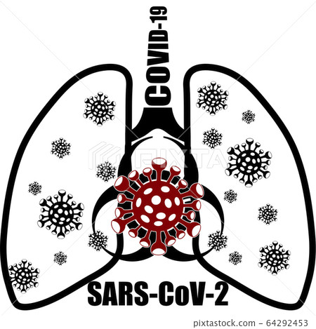lungs icon covid 19 sign lungs with virus icon COVID-19 SARS-CoV-2 coronavirus black and white image lungs icon covid 19 sign lungs with virus icon COVID-19 SARS-CoV-2 coronavirus black and white image 64292453