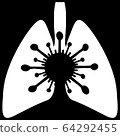 lungs icon covid 19 sign lungs with virus icon COVID-19 SARS-CoV-2 coronavirus black and white image 64292455