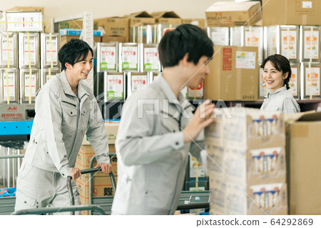 Logistics warehouse work staff 64292869