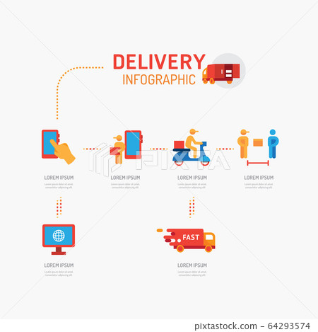 Delivery icons flat line Infographic design vector Delivery icons flat line Infographic design vector 64293574