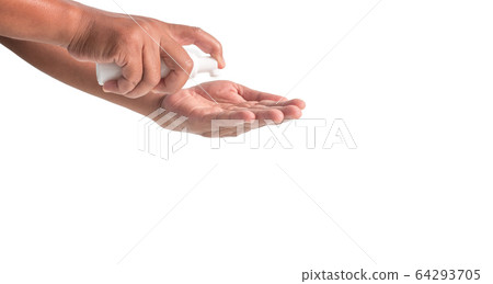 Using alcohol gel clean wash hand sanitizer anti 64293705
