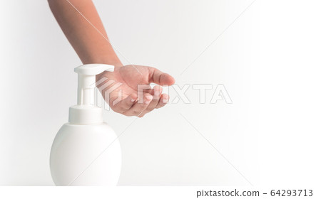 Using alcohol gel clean wash hand sanitizer anti 64293713
