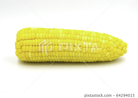 Single ear organic sweet corn on white isolated Single ear organic sweet corn on white isolated 64294015