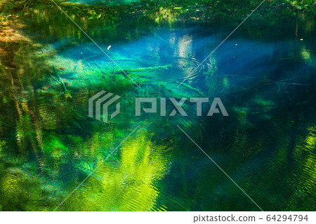 Early summer in the Shirakami Mountains, a World Heritage Site, fresh green twelve lakes, mysterious blue pond 64294794