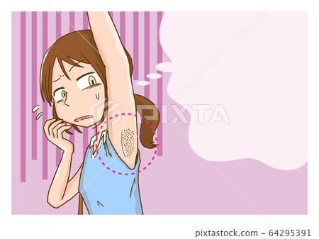 Armpit, unwanted hair, unshaved hair, hair loss, impatience, anxiety, female 64295391